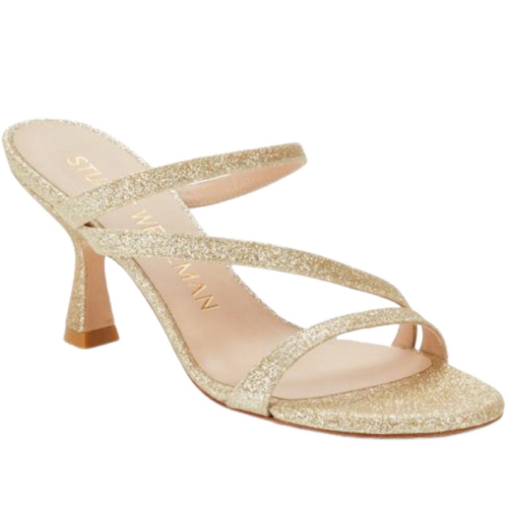 NWOB Stuart Weitzman Parton Gold Glitter Sandal - Sz 11